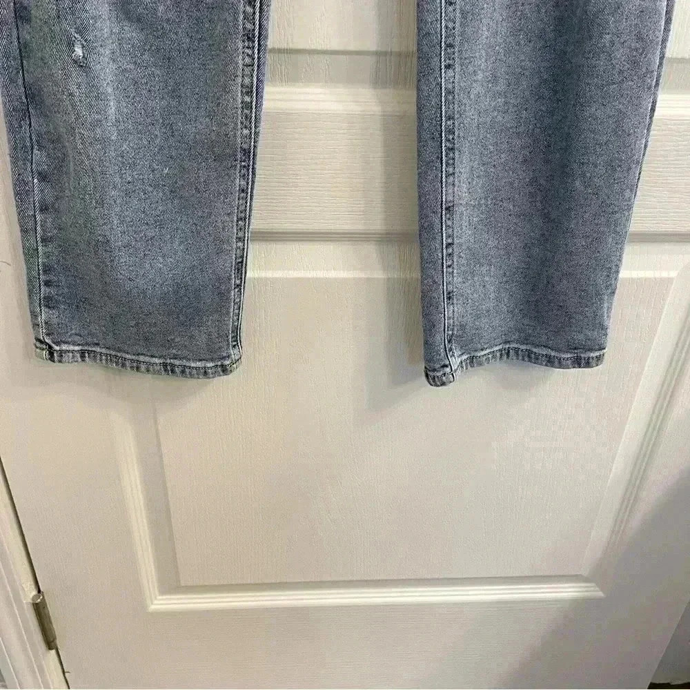 Distressed Denim Jeans with Plaid Print - Picture 3 of 13